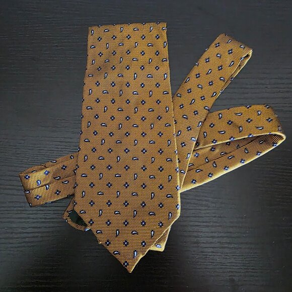 Vintage Men's Lauren Ralph Lauren Silk Neck Tie Gold Made in USA Hand Finished - Picture 1 of 5